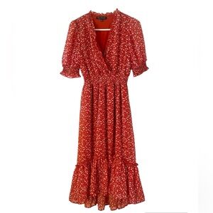 Ryan Michelle Women’s Red Floral Dress Size Medium
